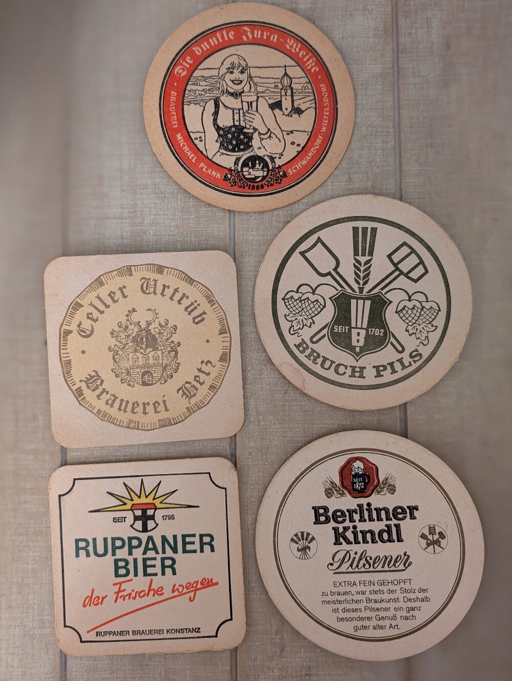 Lot Of 5 Vintage 70s German Beer Coasters